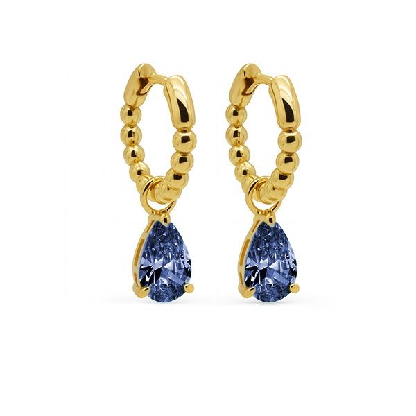 Karma Hinged Hoops Zirconia ANNA Jeans Blue Goldplated oorbellen