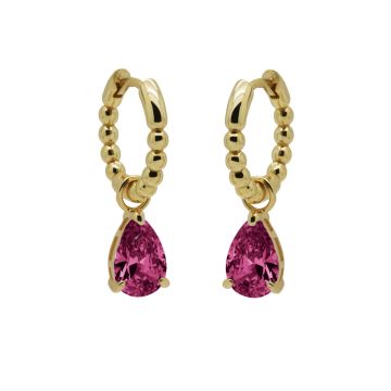 Karma Hinged Hoops Zirconia ANNA RUBY RED Goldplated oorbellen