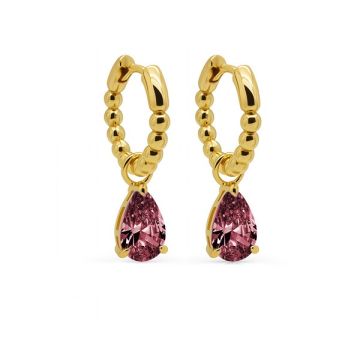 Karma Hinged Hoops Zirconia ANNA WINE RED Goldplated oorbellen