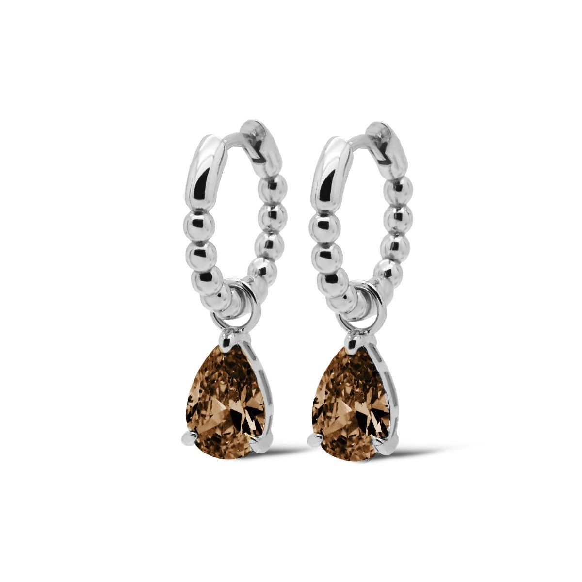 Karma Hinged Hoops Zirconia ANNA COFFEE A106S_CO oorbellen