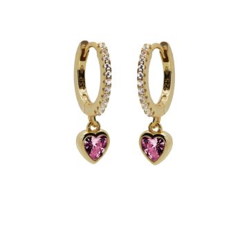 Karma Hinged Hoops Zirconia AURORA RUBY RED Goldplated oorbellen