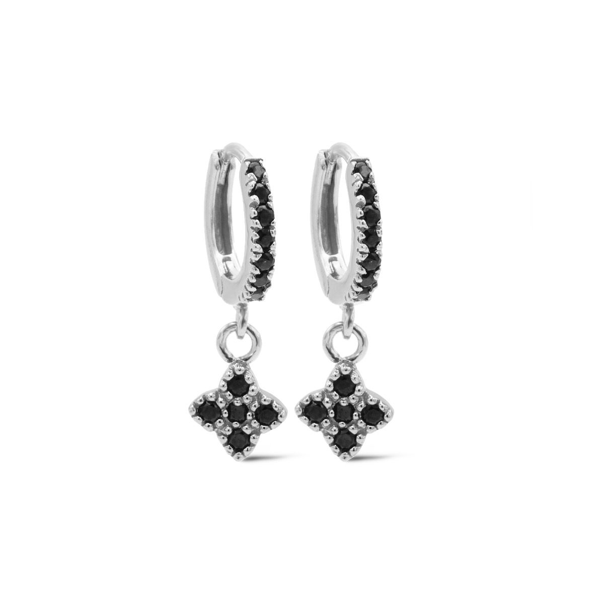 Karma Hinged Hoops Symbols Zirconia Quatrefoil A116S oorbellen
