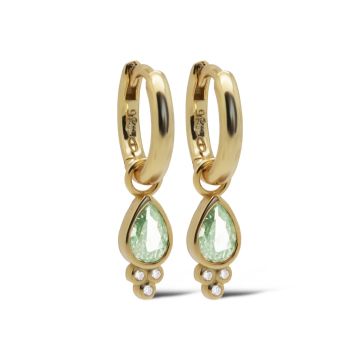 Karma Hinged Hoops HERA Drop GREEN Goldplated A160GP_G oorbellen