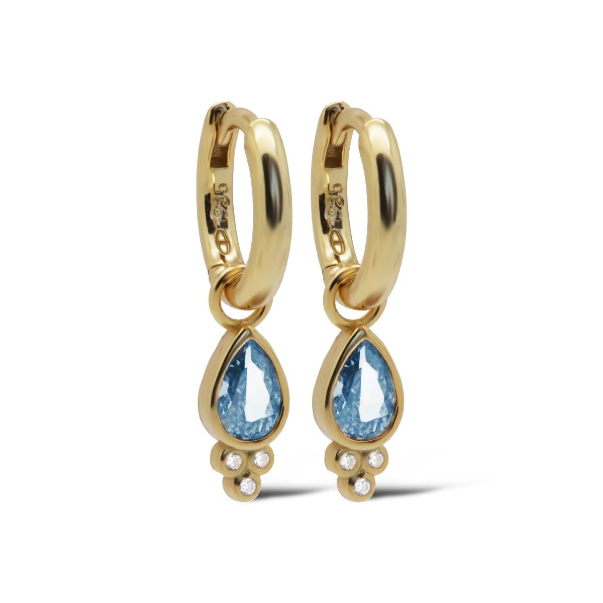 Karma Hinged Hoops HERA Drop LIGHT BLUE Goldplated oorbellen