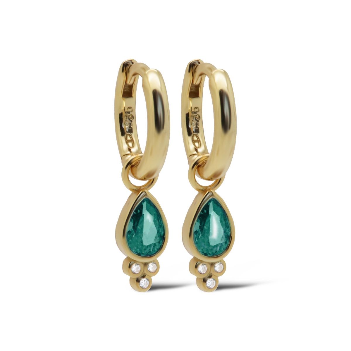 Karma Hinged Hoops HERA Drop TEAL BLUE Goldplated oorbellen