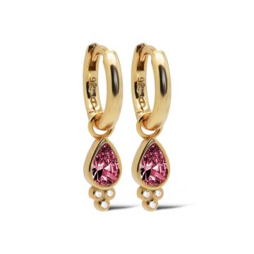 Karma Hinged Hoops HERA Drop Wine Red Goldplated oorbellen