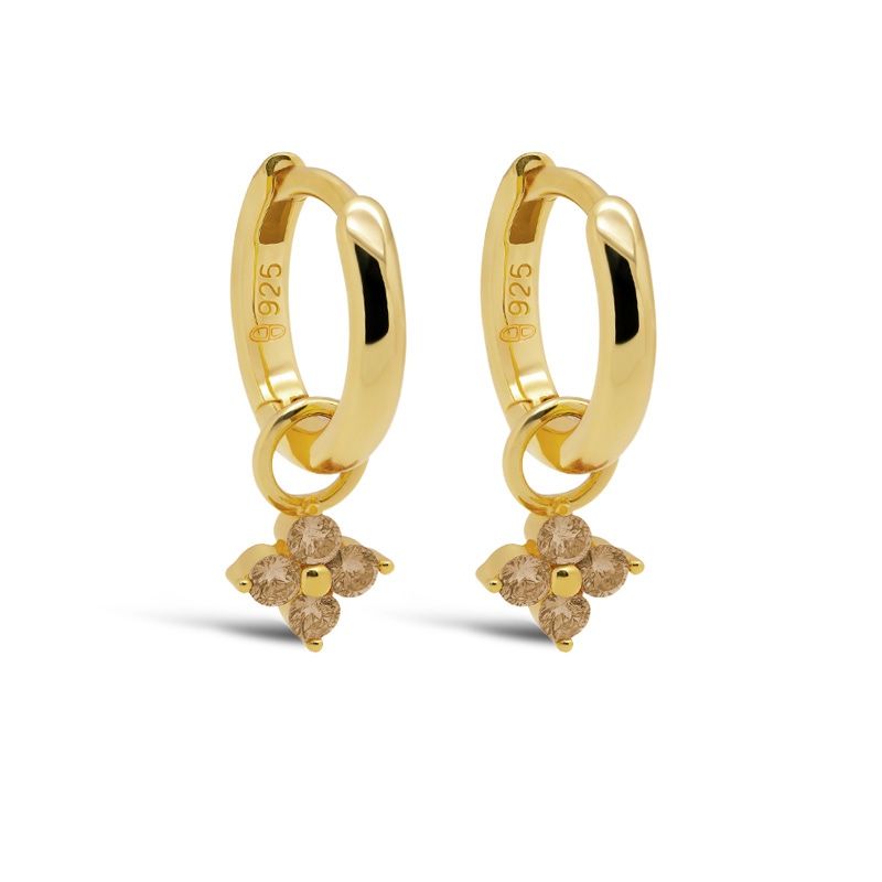 Karma Hinged Hoops Zirconia VIOLA CHAMPAIGN Goldplated oorbellen