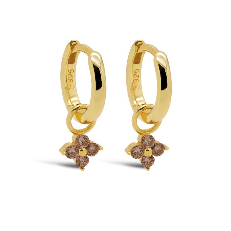 Karma Hinged Hoops Zirconia VIOLA COFFEE Goldplated oorbellen