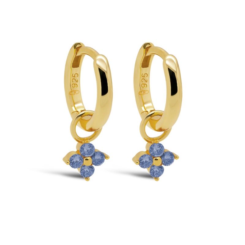 Karma Hinged Hoops Zirconia VIOLA JEANS BLUE Goldplated oorbellen