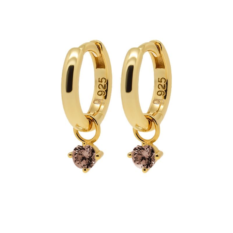 Karma Hinged Hoops Zirconia ELISE COFFEE Goldplated oorbellen