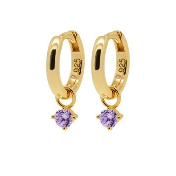Karma Hinged Hoops Zirconia ELISE Lavender Goldplated oorbellen