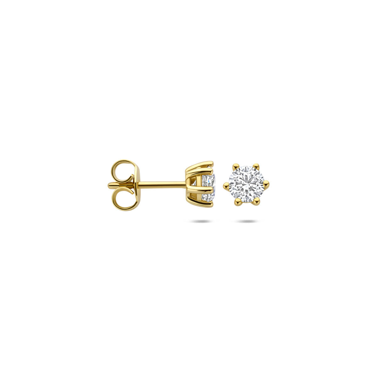 Fantasy Collection Oorbellen lab grown diamant 0.75ct (2x 0.375ct) f vs 4,5 mm 14K geelgoud