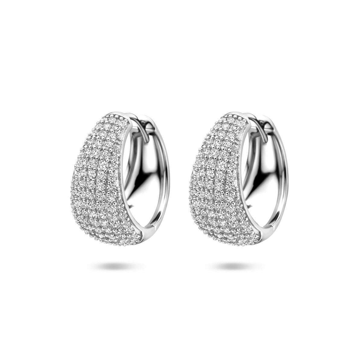 Zilveren gerhodineerde klapoorringen zirkonia 18 mm - 1341908