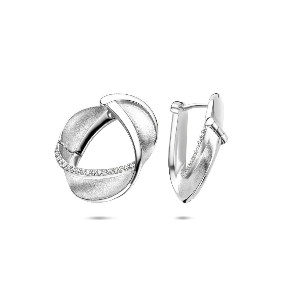 Zilveren gerhodineerde klapoorringen zirkonia poli/mat 21,5 mm - 1341186
