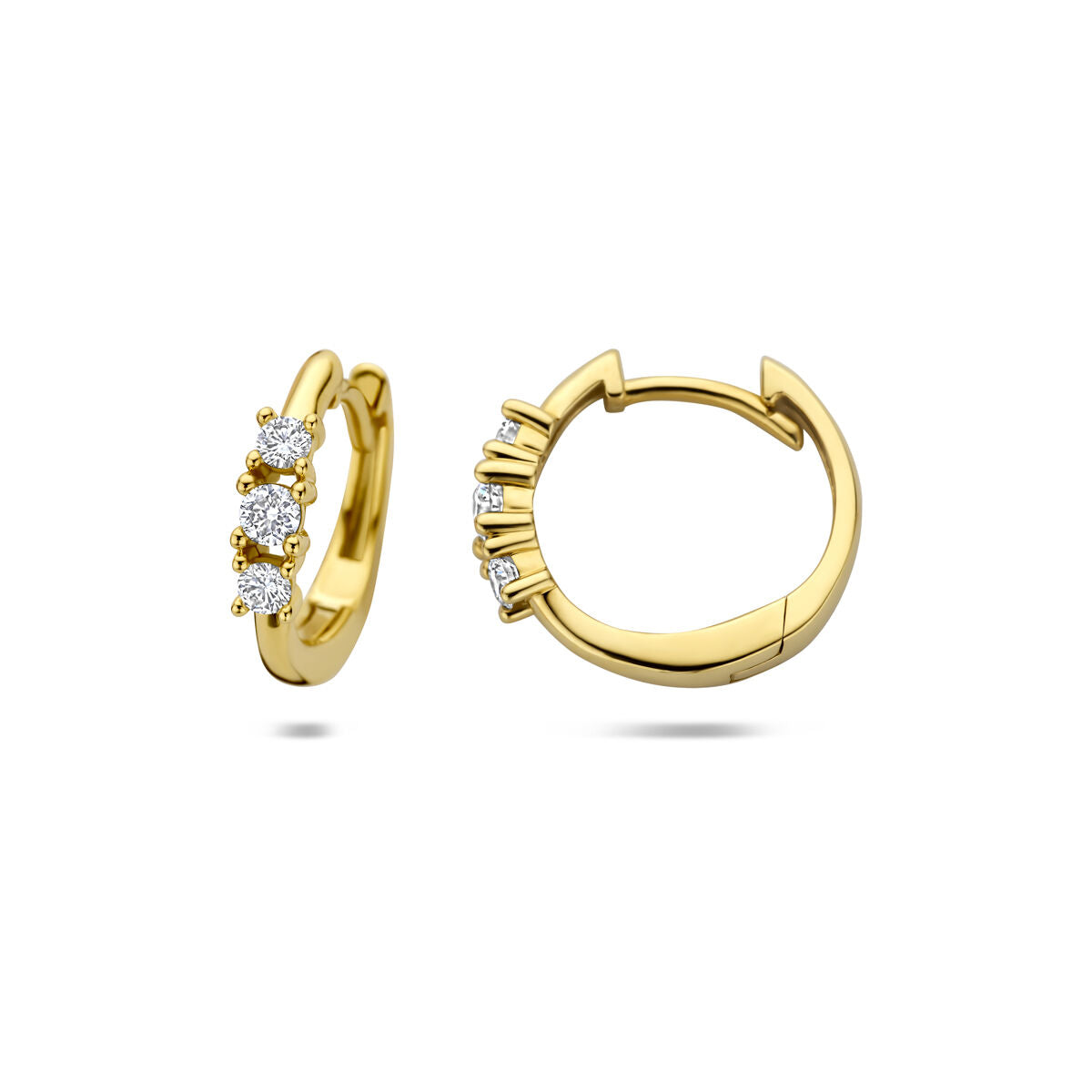 Fantasy Collection Oorbellen lab grown diamant 0.30ct (2x 0.15ct) f vs 14 mm 14K geelgoud