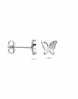 Zilveren gerhodineerde oorknoppen vlinder zirkonia 6,5 mm - 1341350