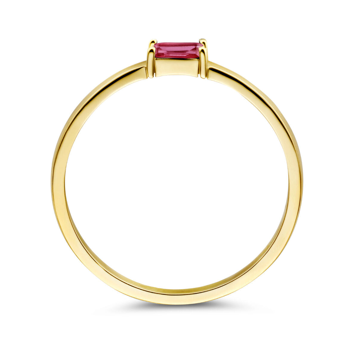 Ring met geboortesteen robijn juli 14K geelgoud