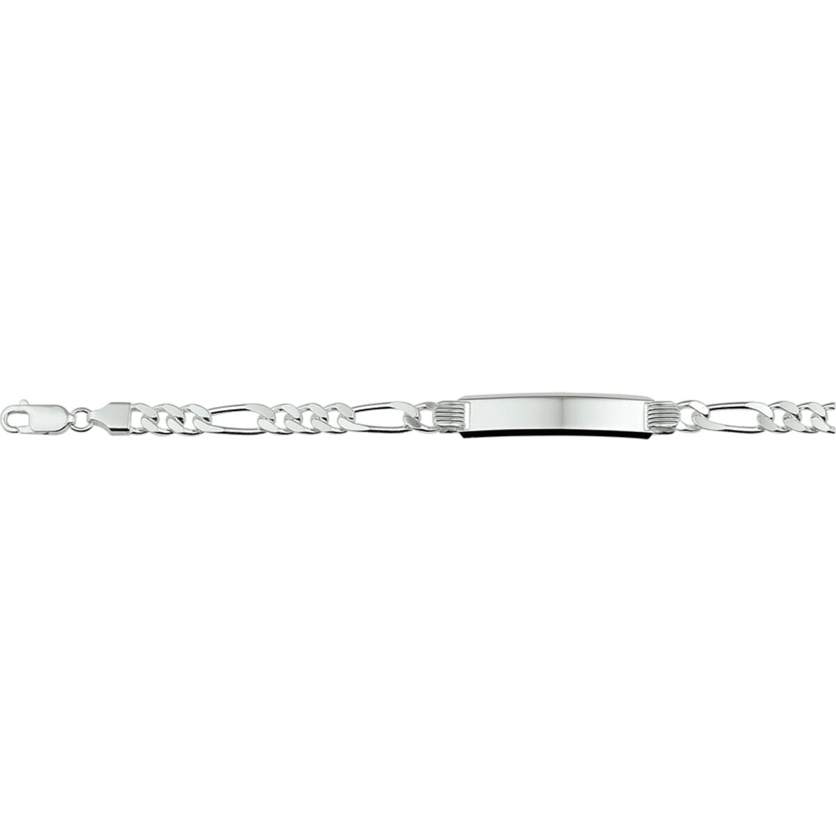 Graveerarmband figaro plaat 8 mm 20 cm zilver gerhodineerd