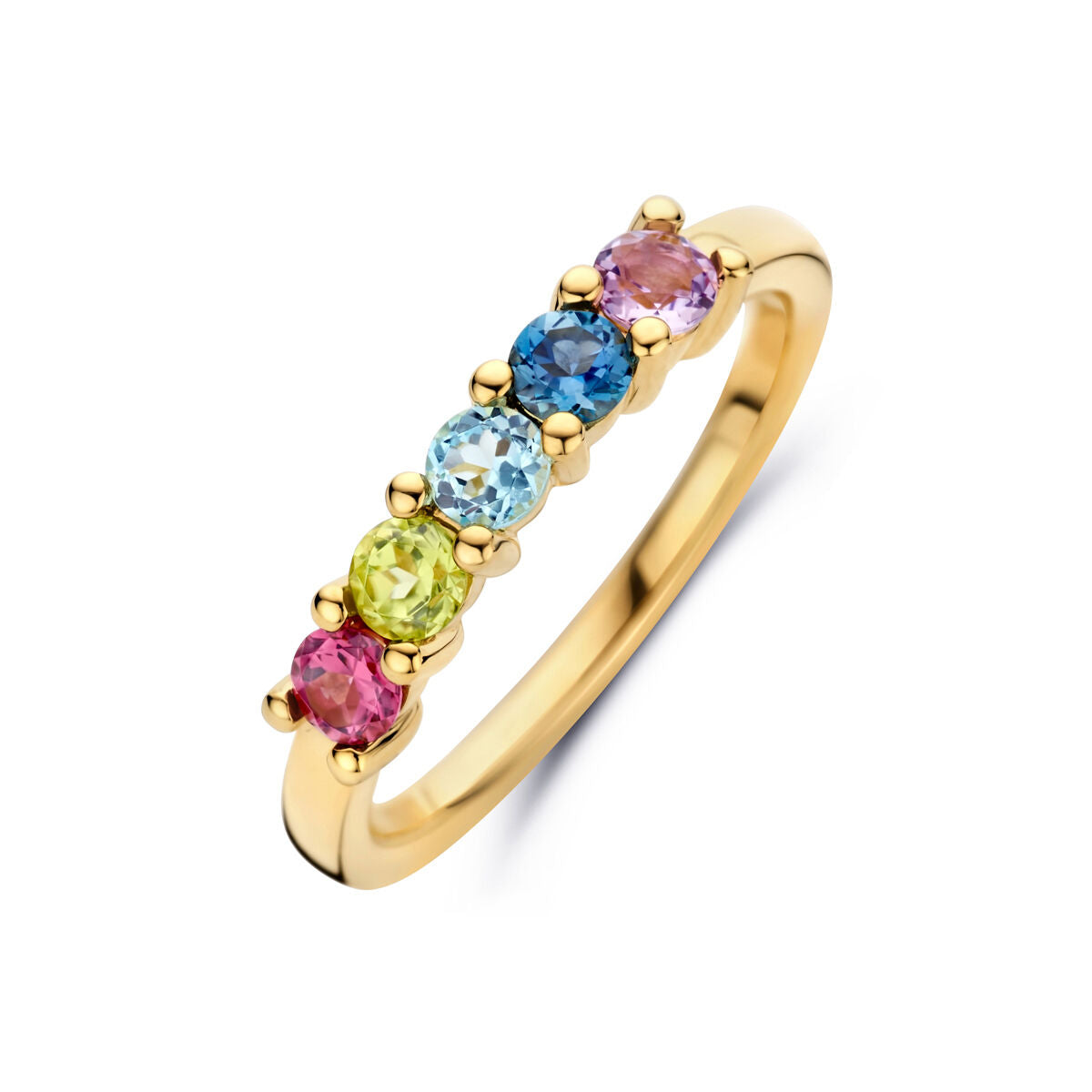 Ring natuurlijke kleurstenen 14K geelgoud