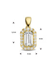 14K geelgoud hanger zirkonia halo 4028200 - PansiteNederland.nl