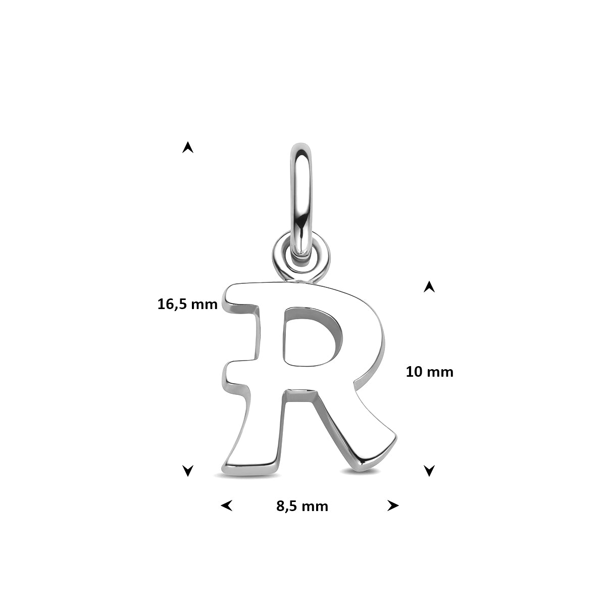 Hanger letter R 12,5 mm zilver #Letter_R