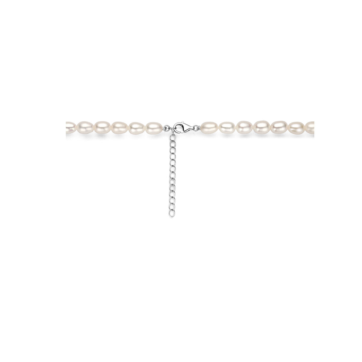 Collier parels 41 + 4 cm zilver gerhodineerd