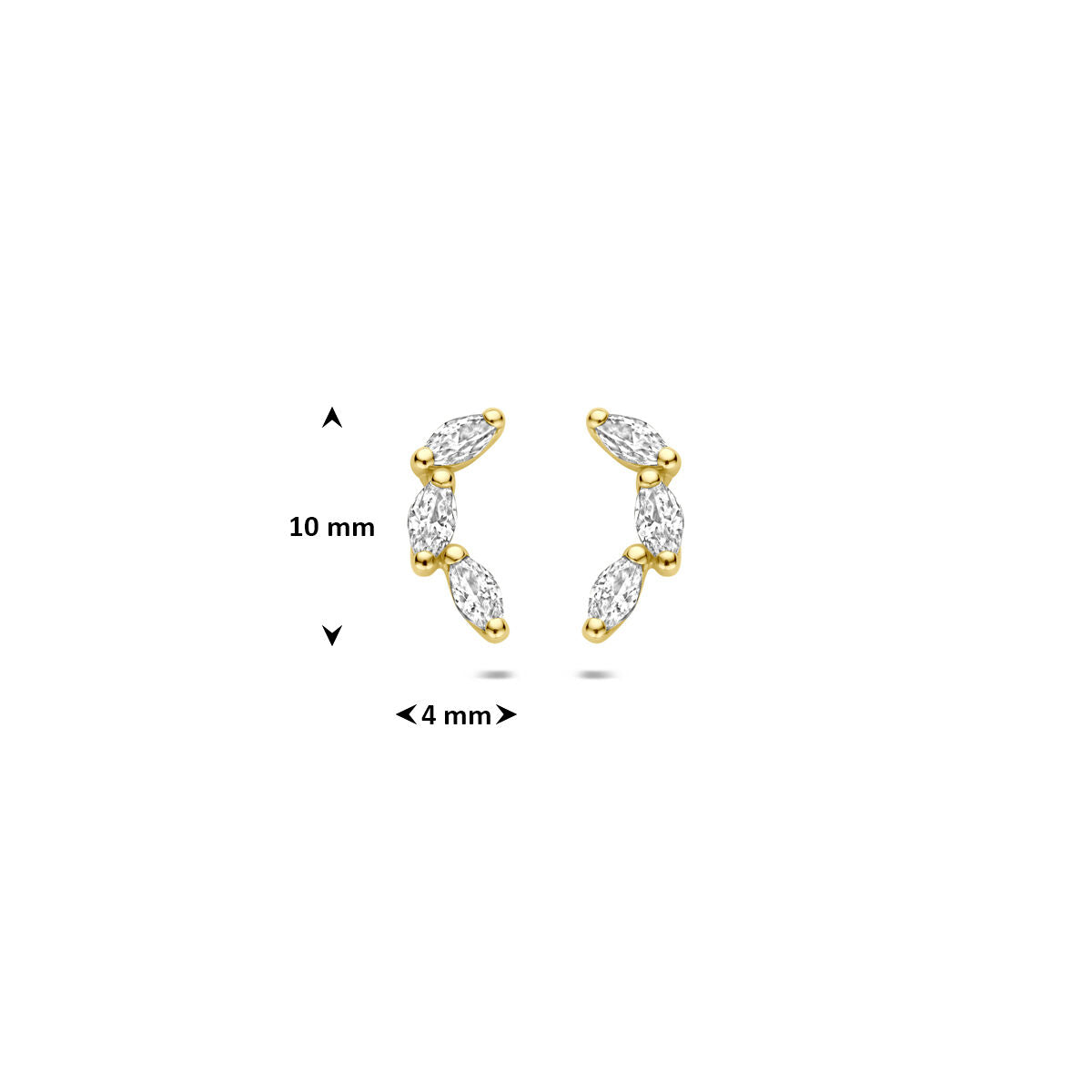 Oorknoppen zirkonia 9K geelgoud 10 mm