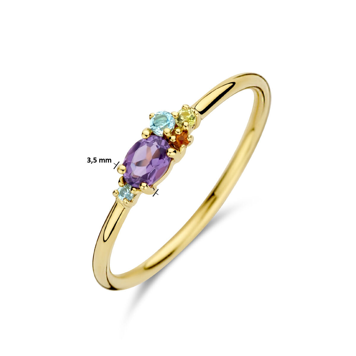 14K Geelgouden Ring met Topaas, Amethist, Citrien en Peridoot