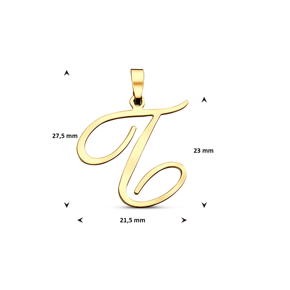 Hanger sierletter T 23 mm 14K geelgoud #Letter_T