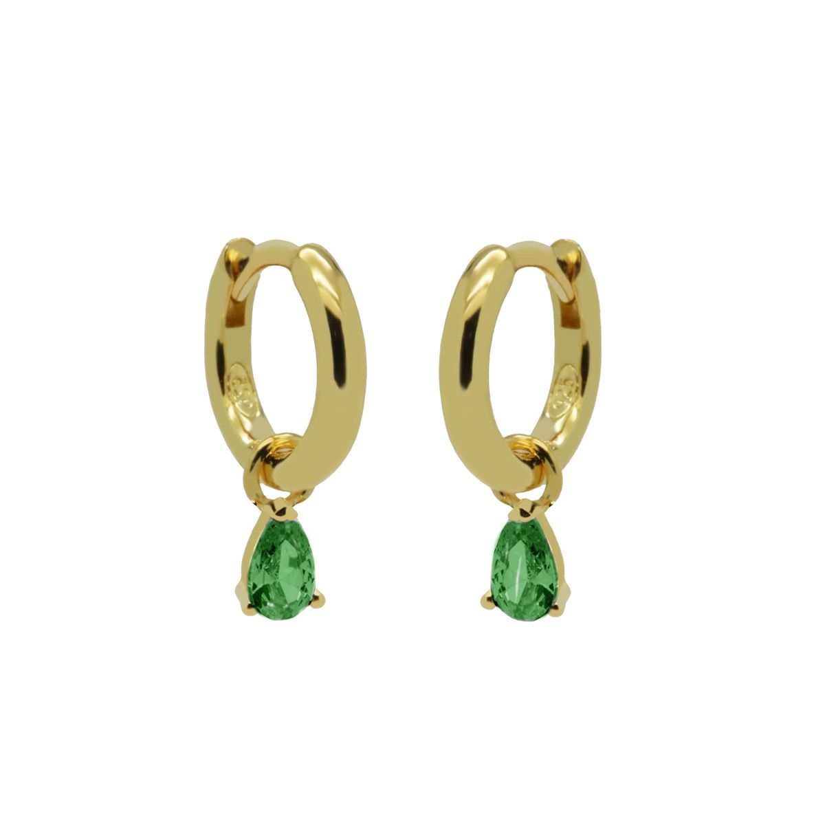 Karma Hinged Hoops Symbols Hanging Drop Zirconia EMERALD GREEN Goldplated - A60GP_EG oorbellen
