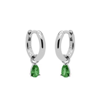 Karma Hinged Hoops Symbols Hanging Drop Zirconia EMERALD GREEN Silver - A60S_EG oorbellen