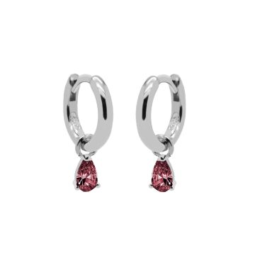 Karma Hinged Hoops Symbols Hanging Drop Zirconia WINE RED Silver - A60S_WR oorbellen