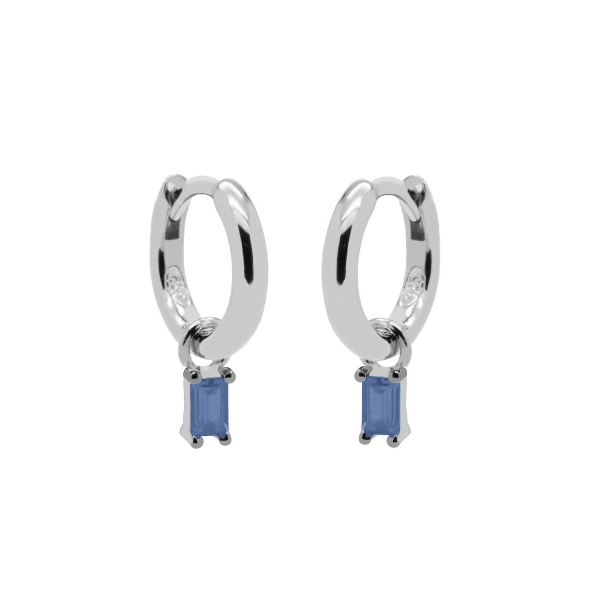 Karma Hinged Hoops Zirconia Blue Square Baguette A61S-B oorbellen