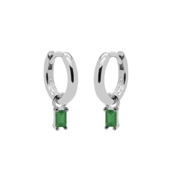 Karma Hinged Hoops Zirconia Green Square Baguette oorbellen