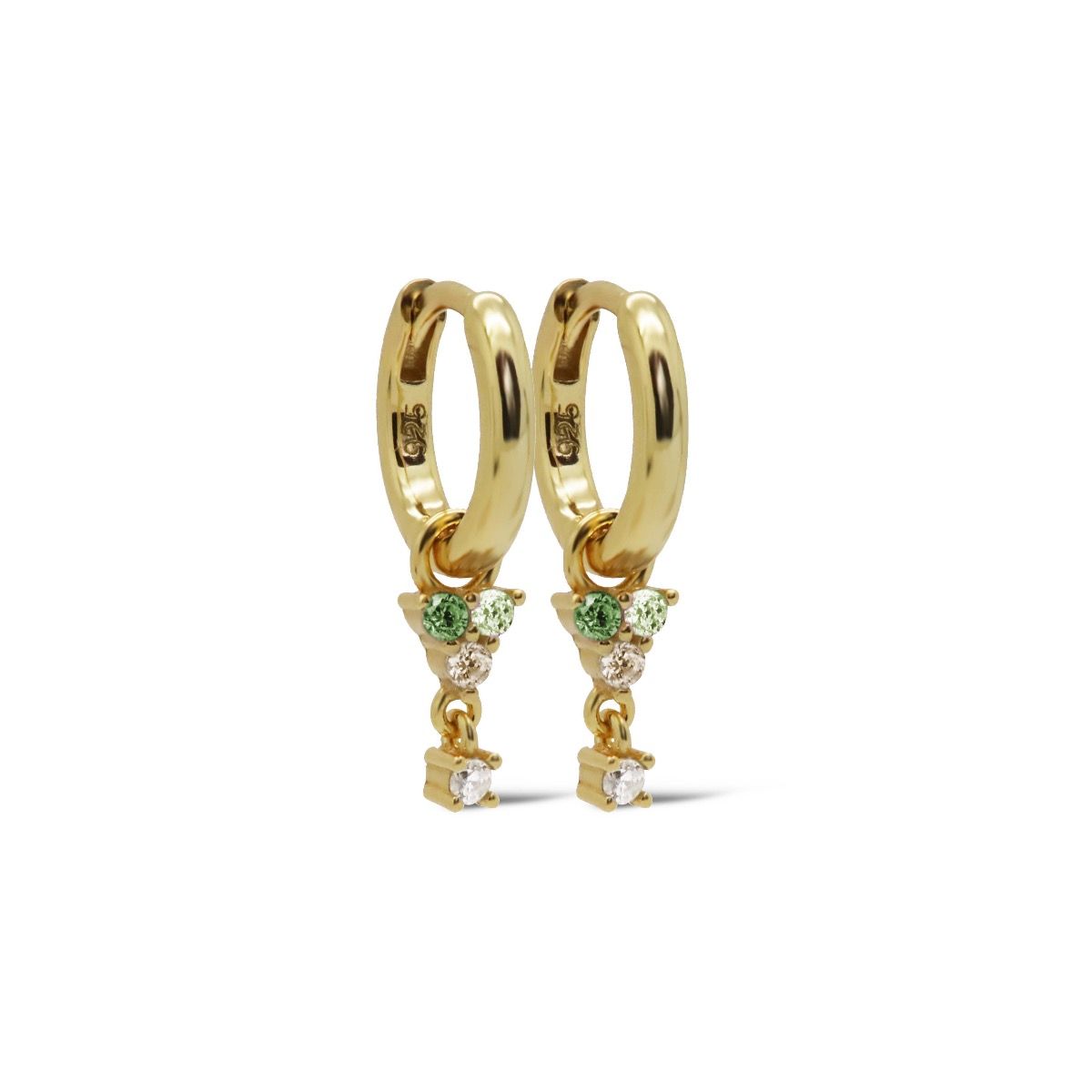 Karma Hinged Hoops Green Sieraad Goud oorbellen