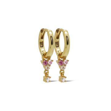 Karma Hinged Hoops Pink Sieraad Goud oorbellen
