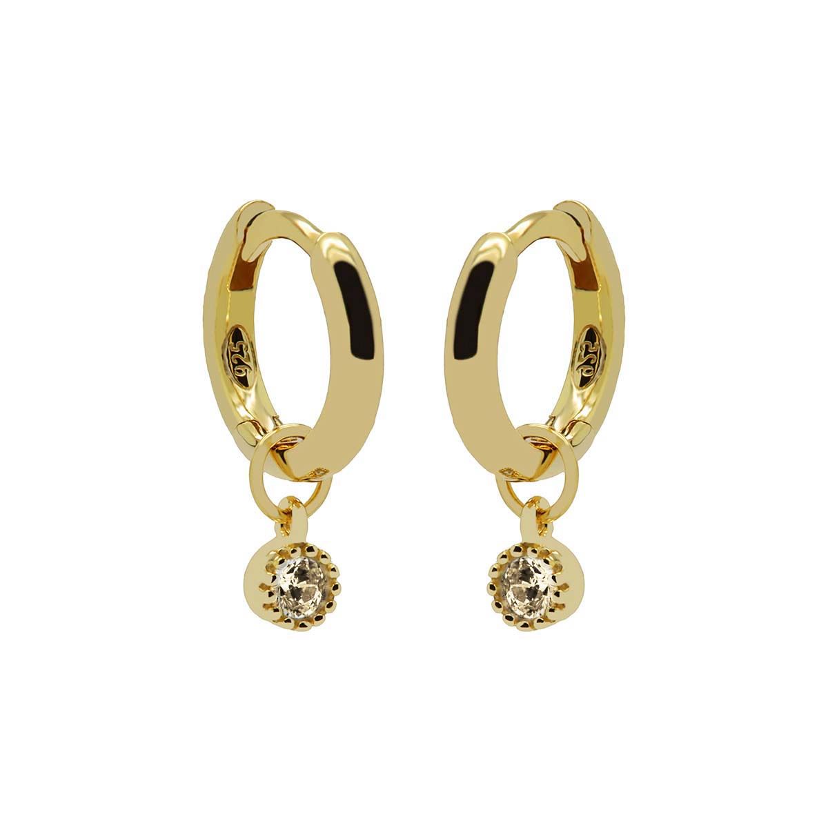 Karma Hinged Hoops Symbols Dotty Zirconia CHAMPAIGN Goldplated 12MM - A66GP_C oorbellen
