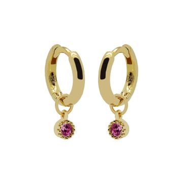 Karma Hinged Hoops Symbols Dotty Zirconia RUBY RED Goldplated 12MM - A66GP_RR oorbellen