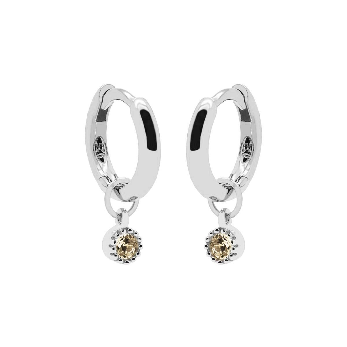 Karma Hinged Hoops Symbols Dotty Zirconia CHAMPAIGN Silver 12MM - A66S_C oorbellen