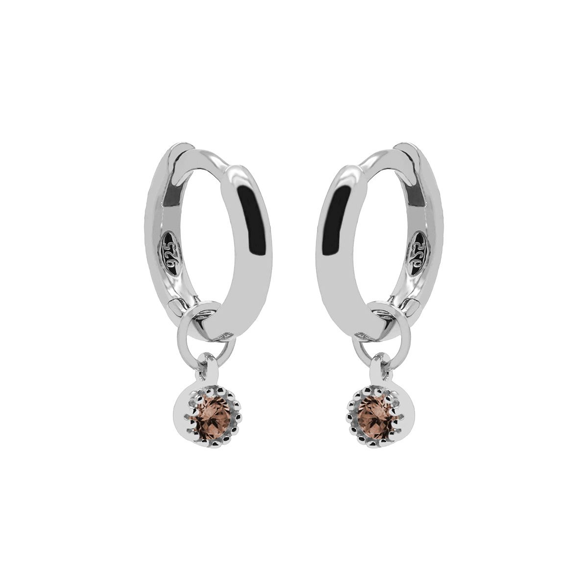 Karma Hinged Hoops Symbols Dotty Zirconia COFFEE Silver - A66S_CO oorbellen