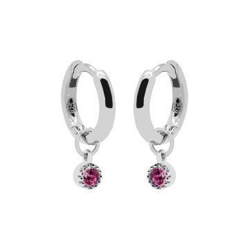 Karma Hinged Hoops Symbols Dotty Zirconia RUBY RED Silver 12MM - A66S_RR oorbellen