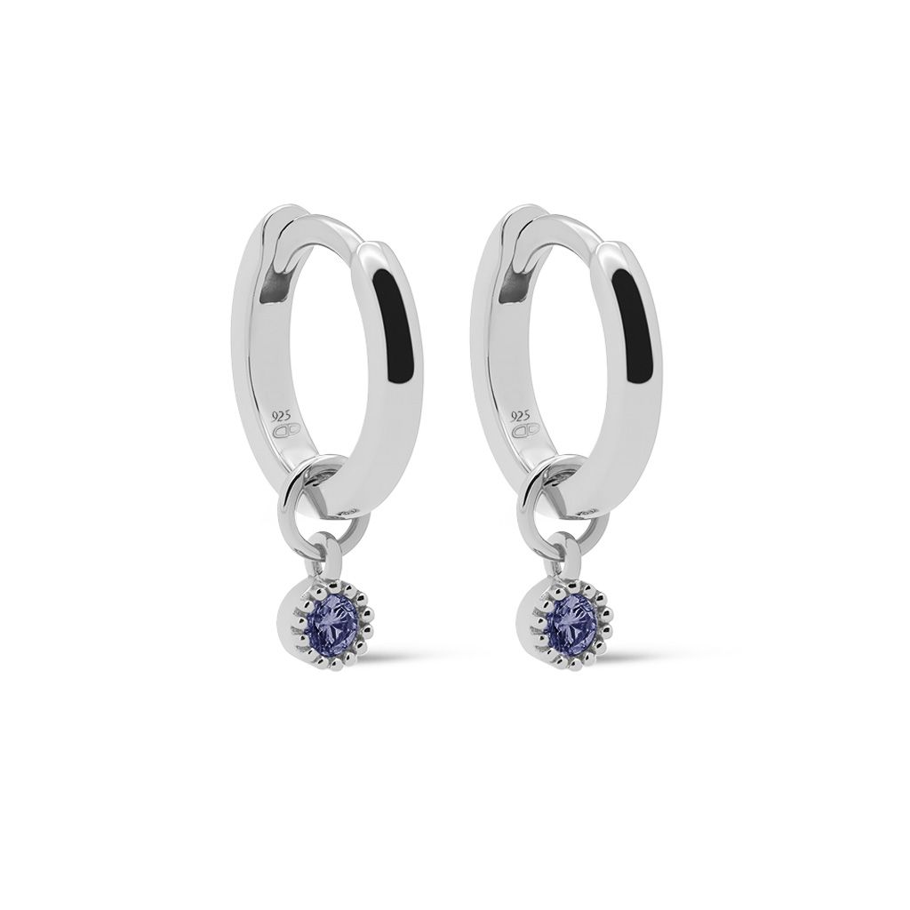 Karma Hinged Hoops Symbols Dotty Zirconia JEANS BLUE Silver 12MM - A66S_JB oorbellen
