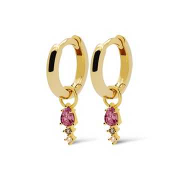 Karma Hinged Hoops Duo WINE RED Drop Goldplated oorbellen
