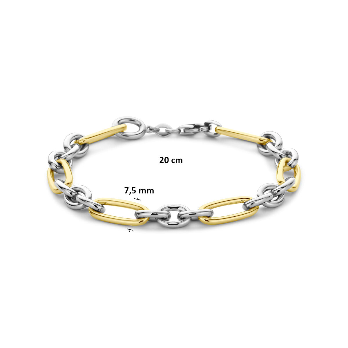Armband 7,5 mm 14K goud en zilver 20 cm 7.5 mm