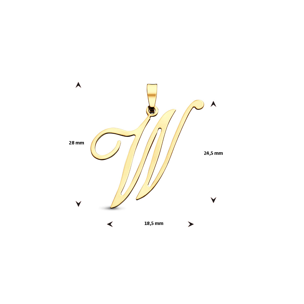 Hanger sierletter W 24,5 mm 14K geelgoud #Letter_W