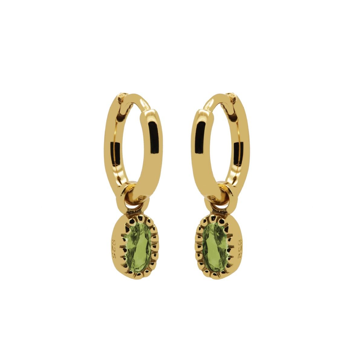 Karma Hinged Hoops Lauren OLIVE GREEN Goldplated oorbellen
