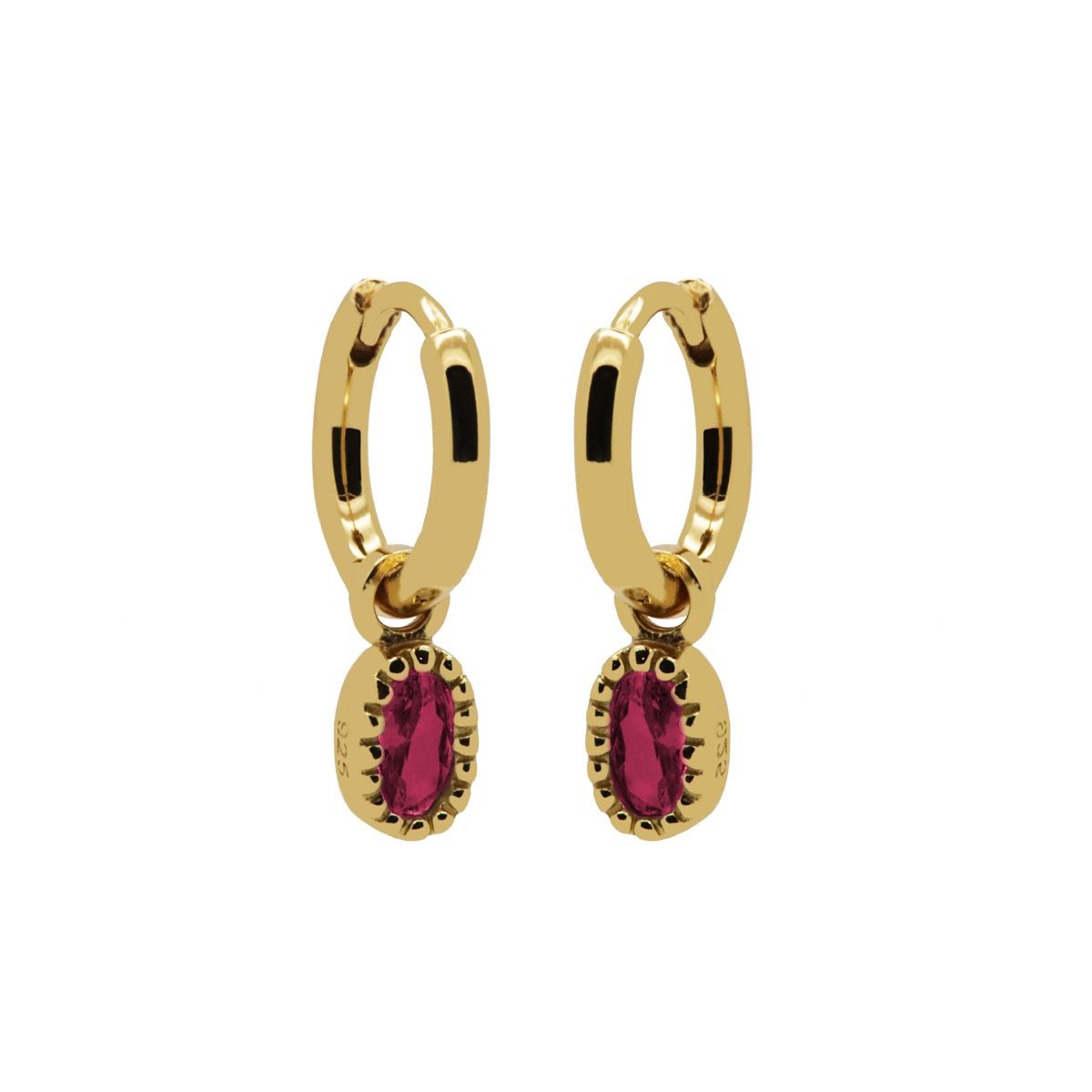 Karma Hinged Hoops Lauren RUBY RED Goldplated A74GP_RR oorbellen