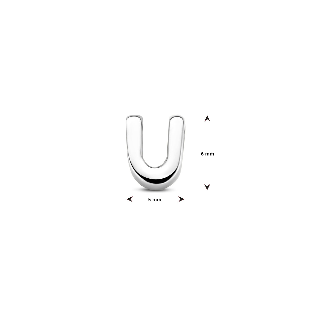 Hanger letter U 6 mm zilver #Letter_U