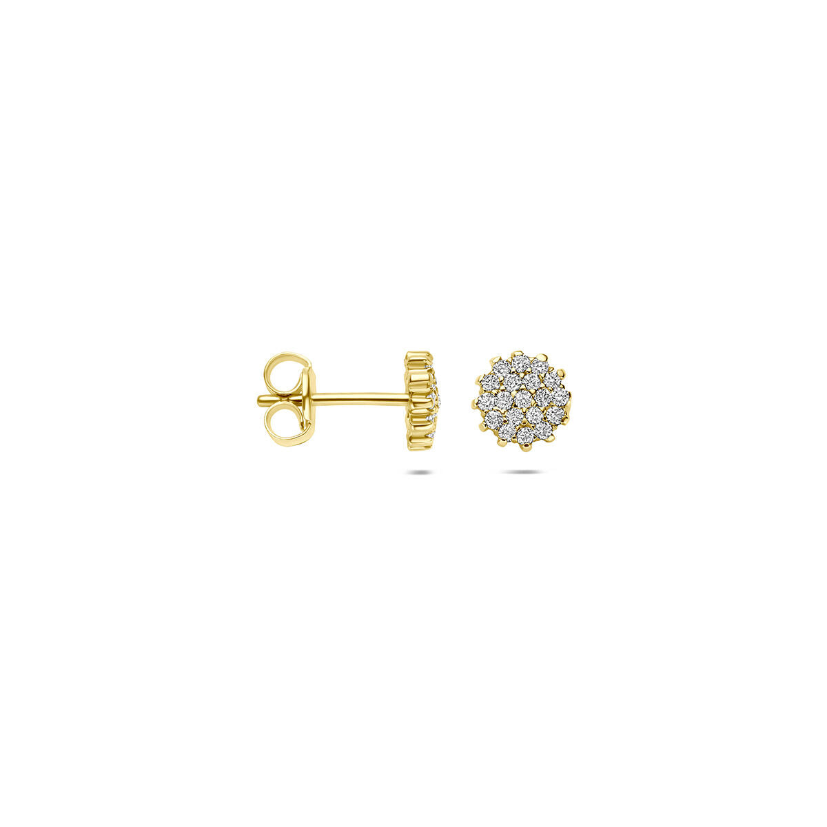 Oorknoppen lab grown diamant 0.19ct (2x 0.095ct) f vs 14K geelgoud 6 mm