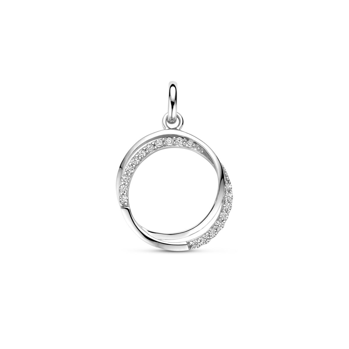 Zilveren gerhodineerde hanger zirkonia 18 mm - 1341230 - PansiteNederland.nl